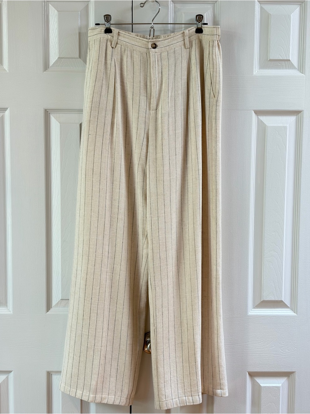 Z Supply Flax Color Bennet Pinstripe Linen Blend Pants Size L